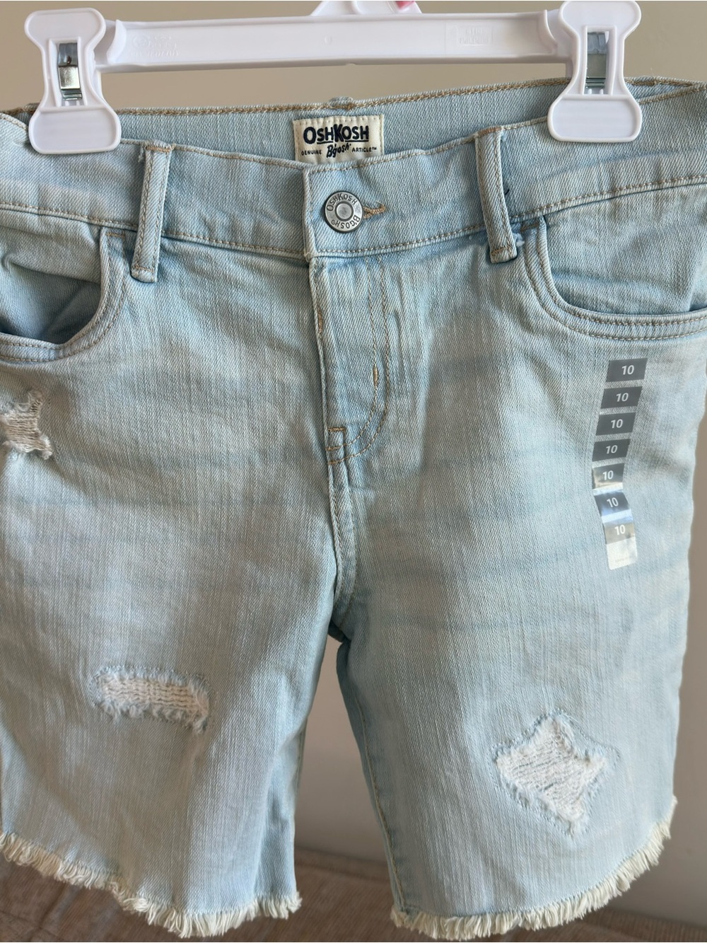 OshKosh B'gosh NWT  Girls Light Blue Distressed Denim Shorts Size 10y